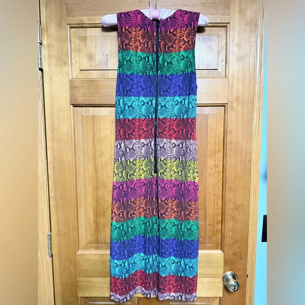 NEW Alice and Olivia Delora Rainbow Snake Skin Midi size 8 NWT - Picture 5 of 11